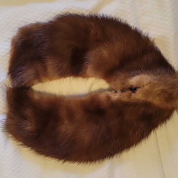 1950-60s Vintage Brown Genuine Mink Fur Collar Stole Removable - Picture 4 of 5